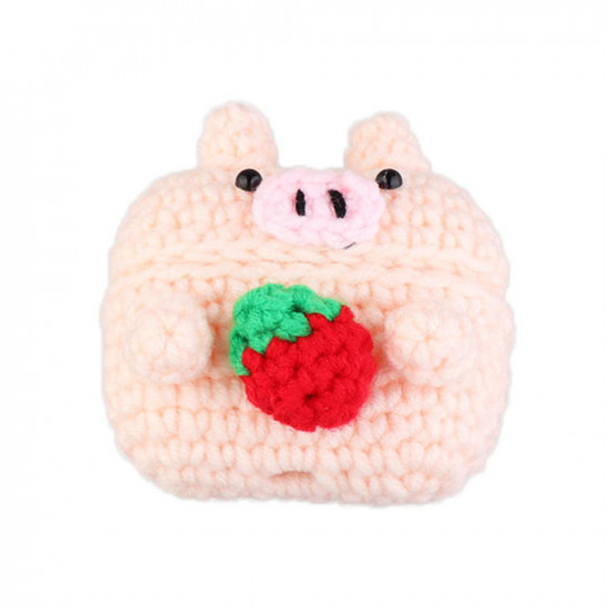 Airpod Pro Cute Design Cartoon Handcraft Wool Fabric Cover Skin (Strawberry Pig)