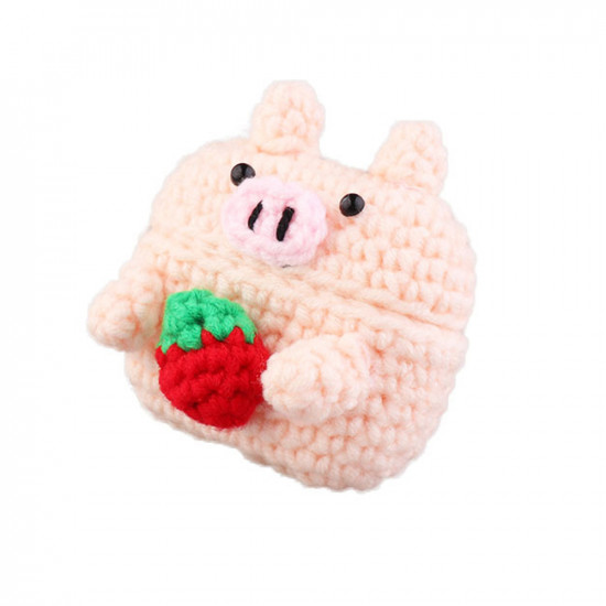 Airpod Pro Cute Design Cartoon Handcraft Wool Fabric Cover Skin (Strawberry Pig)