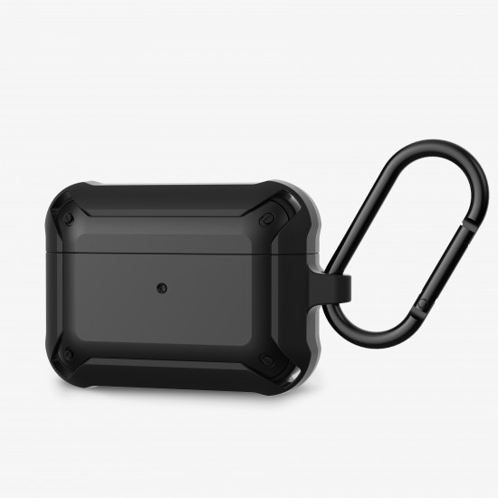 Heavy Duty Shockproof Armor Hybrid Protective Case Cover for [Apple Airpods Pro] (Black)