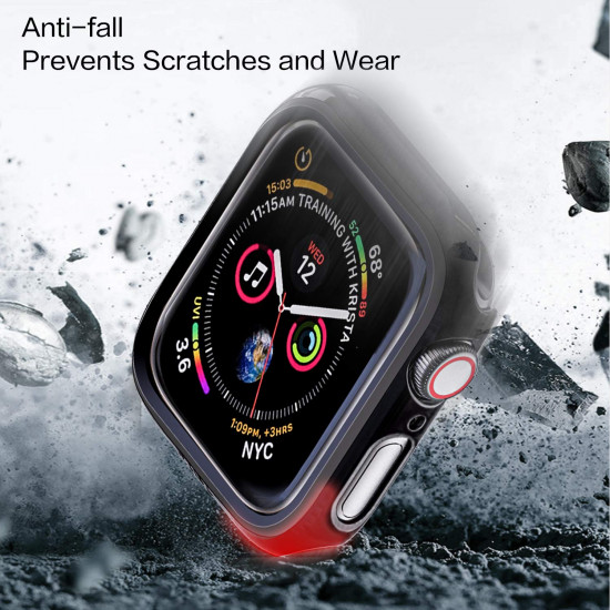 Apple Watch Series 6 / SE / 5 / 4 Hard Full Body Case with Tempered Glass 44MM (Matte Silver)
