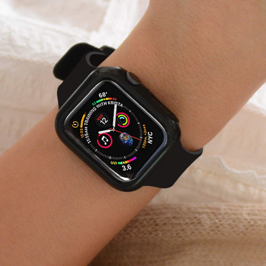 Apple Watch Series 6 / SE / 5 / 4 Hard Full Body Case with Tempered Glass 44MM (Matte Silver)