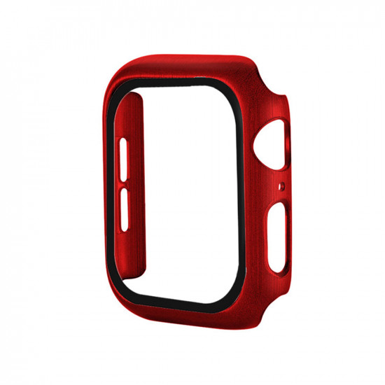 Apple Watch Series 6 / SE / 5 / 4 Hard Full Body Case with Tempered Glass 44MM (Matte Red)