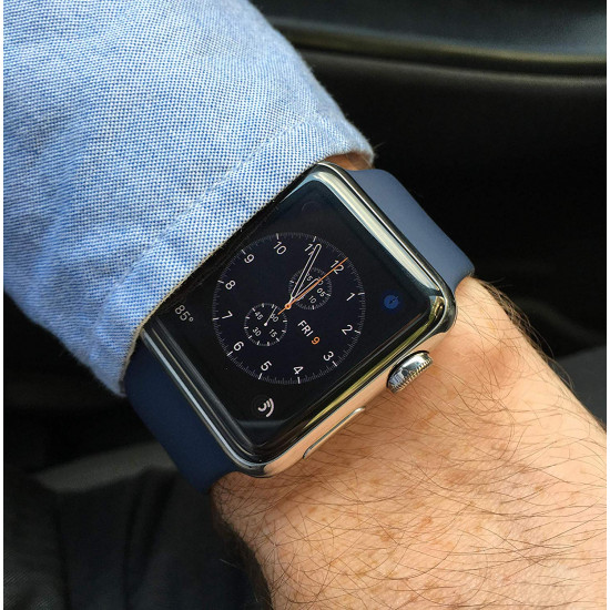 Pro Soft Silicone Sport Strap Wristband Replacement for Apple Watch Series 6 / SE / 5 / 4 / 3 / 2 / 1 Sport - 44MM / 42MM (Navy Blue)