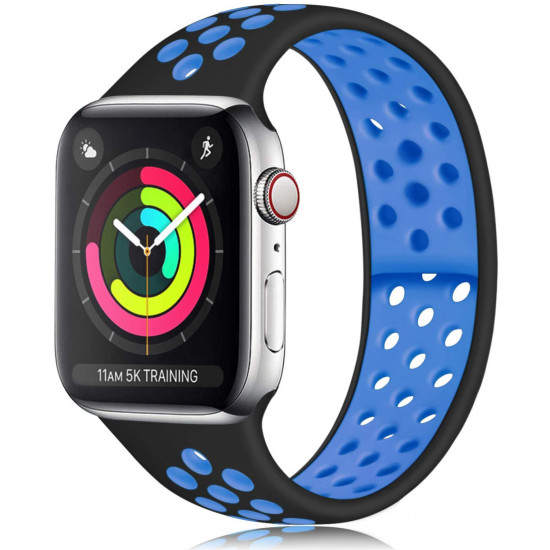 Breathable Sport Strap Wristband Replacement for Apple Watch Series 6 / SE / 5 / 4 / 3 / 2 / 1 Sport - 44MM / 42MM (Black Blue)