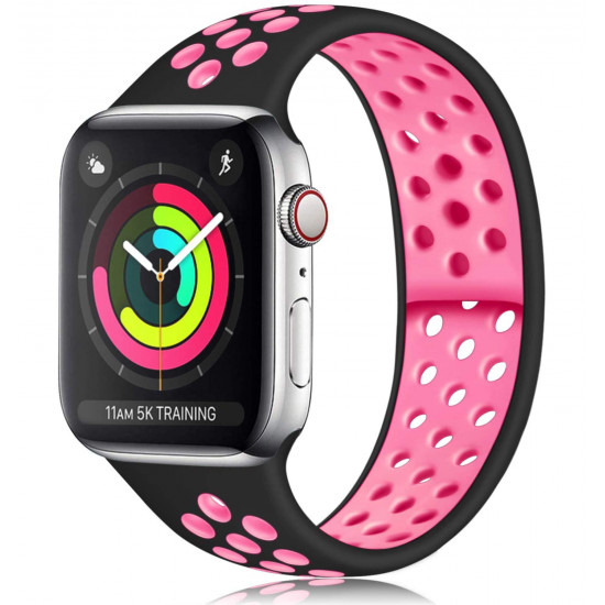 Breathable Sport Strap Wristband Replacement for Apple Watch Series 6 / SE / 5 / 4 / 3 / 2 / 1 Sport - 44MM / 42MM (Black Pink)