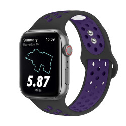 Breathable Sport Strap Wristband Replacement for Apple Watch Series 6 / SE / 5 / 4 / 3 / 2 / 1 Sport - 40MM / 38MM (Black Purple)