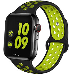 Breathable Sport Strap Wristband Replacement for Apple Watch Series 6 / SE / 5 / 4 / 3 / 2 / 1 Sport - 40MM / 38MM (Black Green)