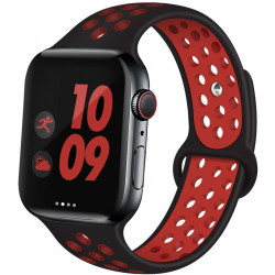 Breathable Sport Strap Wristband Replacement for Apple Watch Series 6 / SE / 5 / 4 / 3 / 2 / 1 Sport - 44MM / 42MM (Black Red)