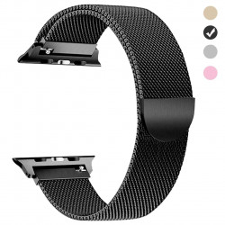 Stainless Steel Magnetic Milanese Loop Strap Wristband Replacement for Apple Watch Series 6 / SE / 5 / 4 / 3 / 2 / 1 Sport - 44MM / 42MM (Black)