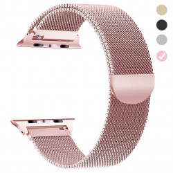 Premium Color Stainless Steel Magnetic Milanese Loop Strap Wristband for Apple Watch Series 6 / SE / 5 / 4 / 3 / 2 / 1 Sport - 44MM / 42MM (Rose Gold)