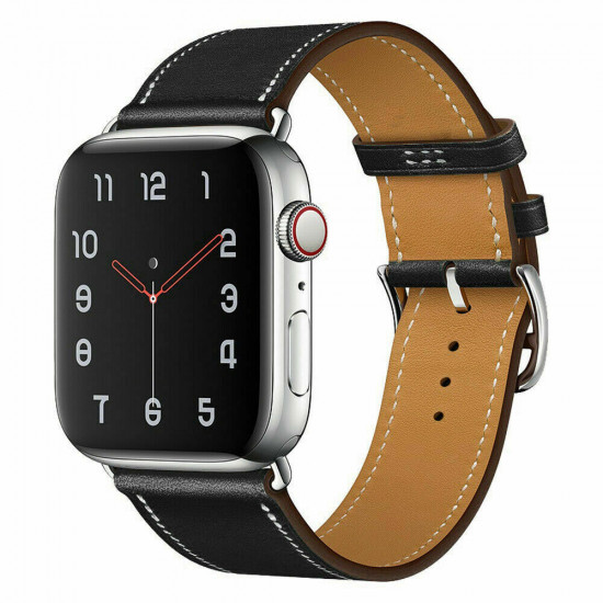 Fashion Leather Strap Wristband Replacement for Apple Watch Series SE 6 / 5 / 4 / 3 / 2 / 1 Sport - 44MM / 42MM (Red Brique Beton)