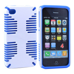 iPhone 4 4S Hybrid Grip Case (White-Blue)