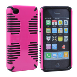 iPhone 4 4S Hybrid Grip Case (Hot Pink-Black)