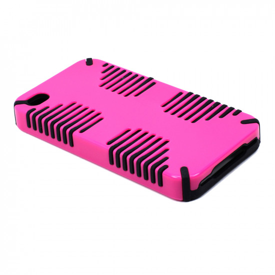 iPhone 4 4S Hybrid Grip Case (Hot Pink-Black)