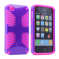 iPhone 4 4S Hybrid Grip Case (Purple-Hotpink)