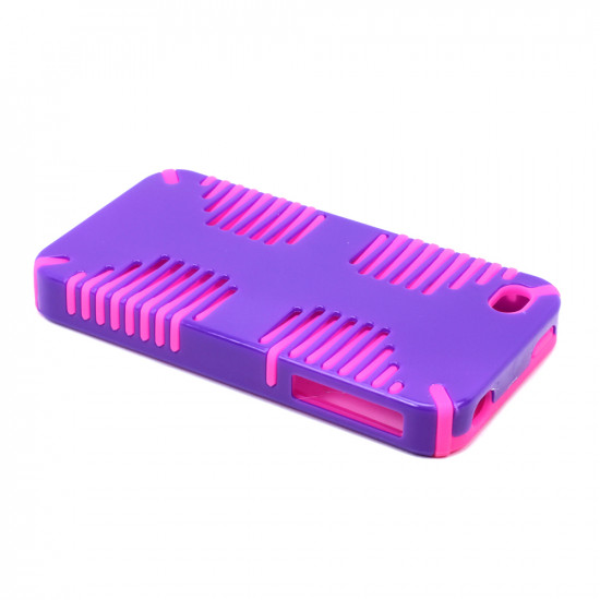 iPhone 4 4S Hybrid Grip Case (Purple-Hotpink)