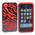 iPhone 4 4S Zebra Hybrid Case (Black-Red)