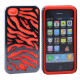 iPhone 4 4S Zebra Hybrid Case (Black-Red)