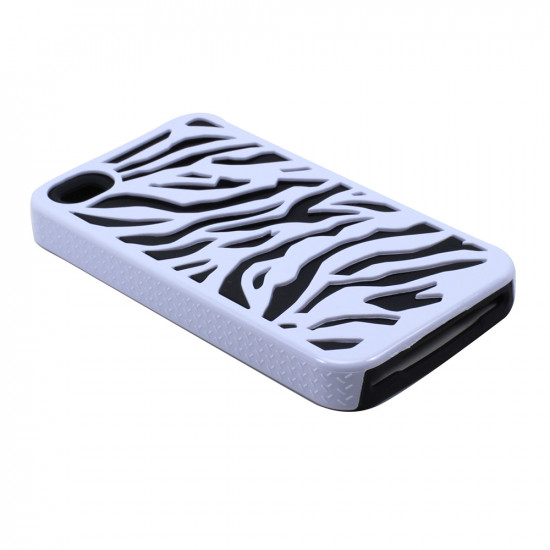 iPhone 4 4S Zebra Hybrid Case (Black-White)