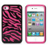 iPhone 4 4S Zebra Hybrid Case (Black-Hot Pink)