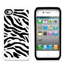 iPhone 4 4S Zebra Hybrid Case (Black-White)