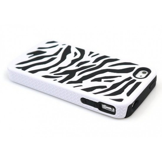 iPhone 4 4S Zebra Hybrid Case (Black-White)