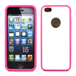 iPhone 5 5S Gummy Hybrid Case (Pink White)