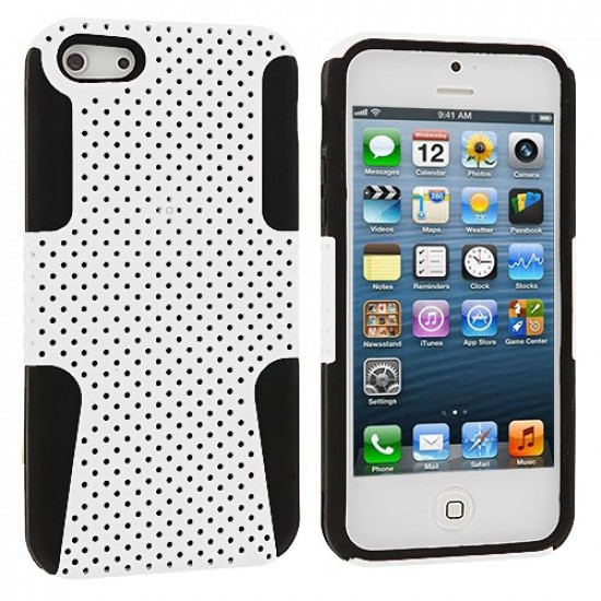 iPhone 5S 5 Mesh Hybrid Case (White-Black)