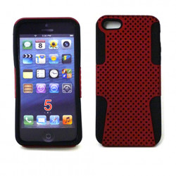 iPhone 5 5S Mesh Hybrid Case (Red-Black)