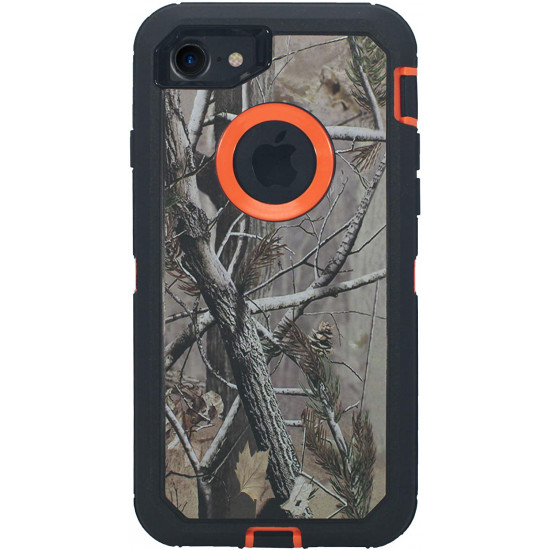 iPhone 8 Plus / 7 Plus Camo Armor Robot Case with Clip (Tree Orange)