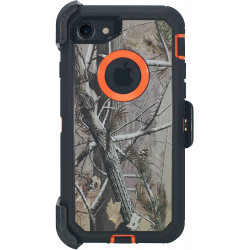 iPhone 8 Plus / 7 Plus Camo Armor Robot Case with Clip (Tree Orange)