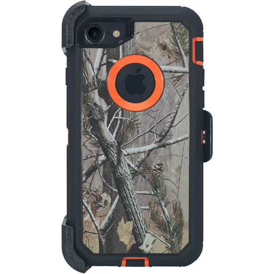 Premium Camo Heavy Duty Case with Clip for iPhone 8 Plus / 7 Plus / 6S Plus / 6 Plus (Tree Orange)