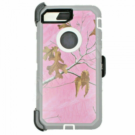 Premium Camo Heavy Duty Case with Clip for iPhone 8 Plus / 7 Plus / 6S Plus / 6 Plus (Tree Pink)