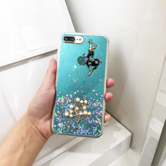 iPhone SE 2020 / 8 / 7 3D Deer Crystal Diamond Shiny Case (Blue)