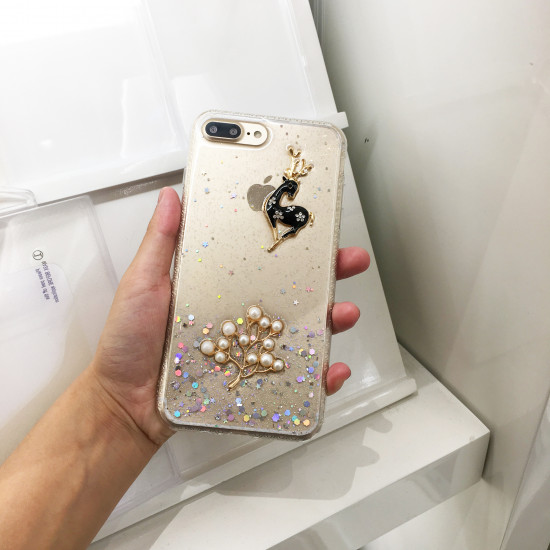 iPhone SE 2020 / 8 / 7 3D Deer Crystal Diamond Shiny Case (Silver)