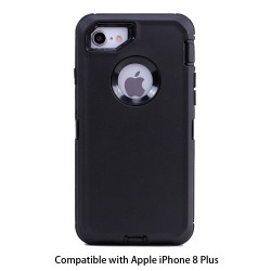 iPhone 8 Plus / 7 Plus Premium Armor Robot Case with Clip (Black-Black + Clip) iPhone 8 Plus / 7 Plus Premium Armor Robot Case with Clip (Black-Black + Clip)