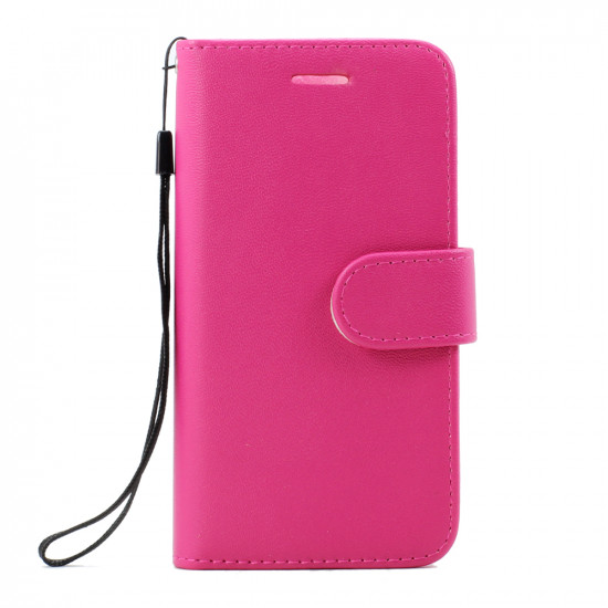 Galaxy Note FE / Note Fan Edition / Note 7 Folio Flip Leather Wallet Case with Strap (Hot Pink)
