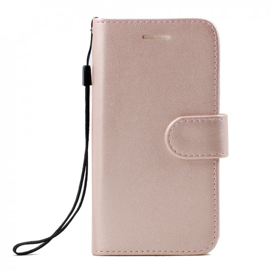 Galaxy Note FE / Note Fan Edition / Note 7 Folio Flip Leather Wallet Case with Strap (Rose Gold)