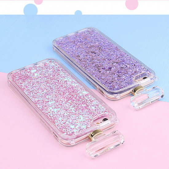 iPhone SE (2020) / 8 / 7 Perfume Bottle Glitter Shake Star Dust Necklace Case (White)