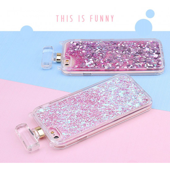 iPhone SE (2020) / 8 / 7 Perfume Bottle Glitter Shake Star Dust Necklace Case (White)