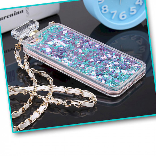 iPhone SE (2020) / 8 / 7 Perfume Bottle Glitter Shake Star Dust Necklace Case (Green)
