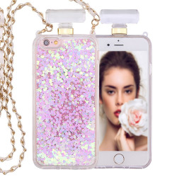 iPhone SE (2020) / 8 / 7 Perfume Bottle Glitter Shake Star Dust Necklace Case (White)