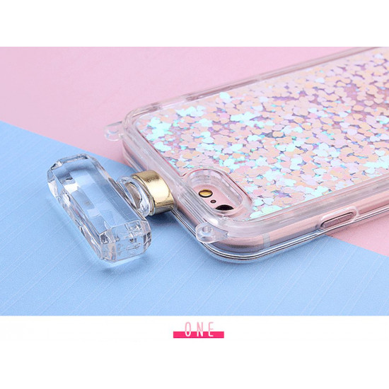 iPhone SE (2020) / 8 / 7 Perfume Bottle Glitter Shake Star Dust Necklace Case (Pink)