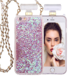 iPhone SE (2020) / 8 / 7 Perfume Bottle Glitter Shake Star Dust Necklace Case (Pink)