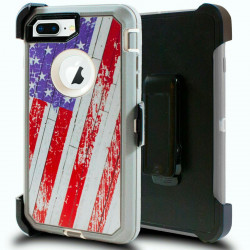 Premium Camo Heavy Duty Case with Clip for iPhone 8 Plus / 7 Plus / 6S Plus / 6 Plus (USA Flag)