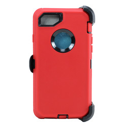 Premium Armor Heavy Duty Case with Clip for iPhone 8 Plus / 7 Plus / 6S Plus / 6 Plus (Red Black)