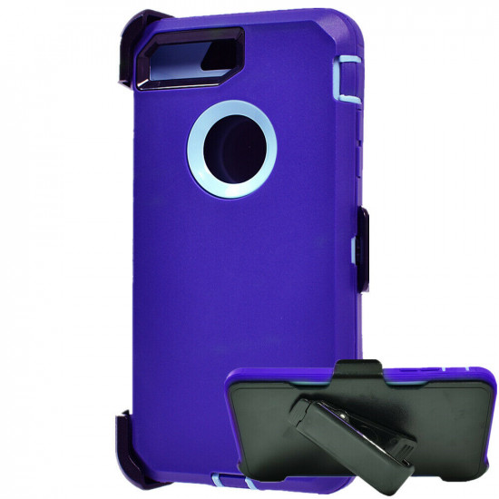 Premium Armor Heavy Duty Case with Clip for iPhone 8 Plus / 7 Plus / 6S Plus / 6 Plus (Purple Blue)