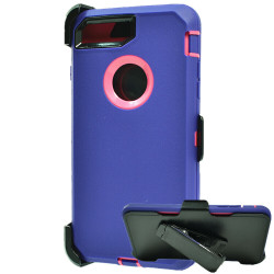 Premium Armor Heavy Duty Case with Clip for iPhone 8 Plus / 7 Plus / 6S Plus / 6 Plus (Purple Hot Pink)