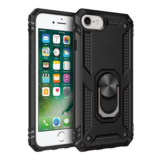 iPhone SE2020 / 8 / 7 Tech Armor Ring Grip Case with Metal Plate (Black)