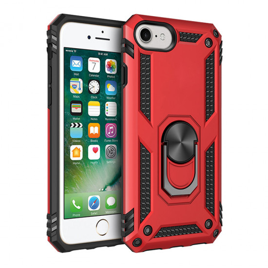 iPhone SE2020 / 8 / 7 Tech Armor Ring Grip Case with Metal Plate (Red)